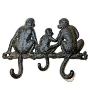 Monkey Coat/Key Hanger Cast Metal 8"L x 5 5/8"H x 1"W